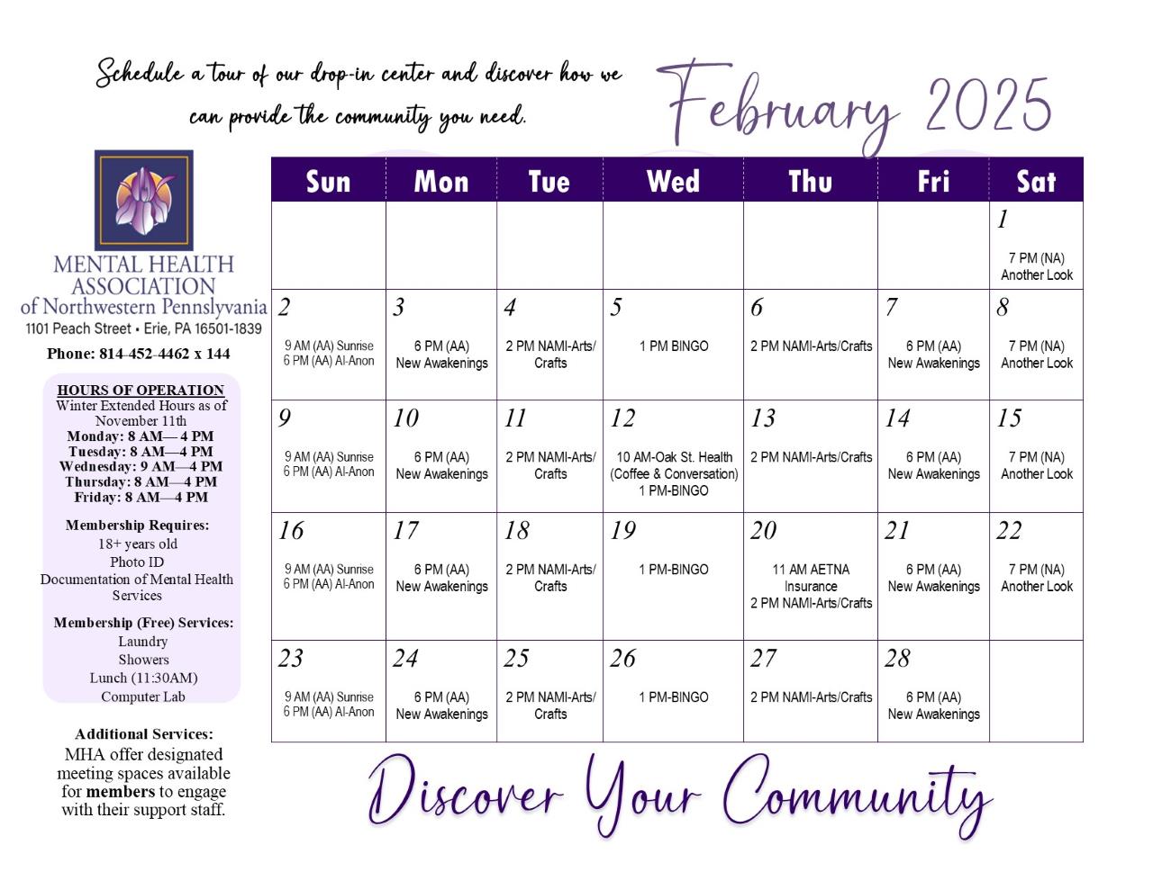 January 2025 Activity Calendar