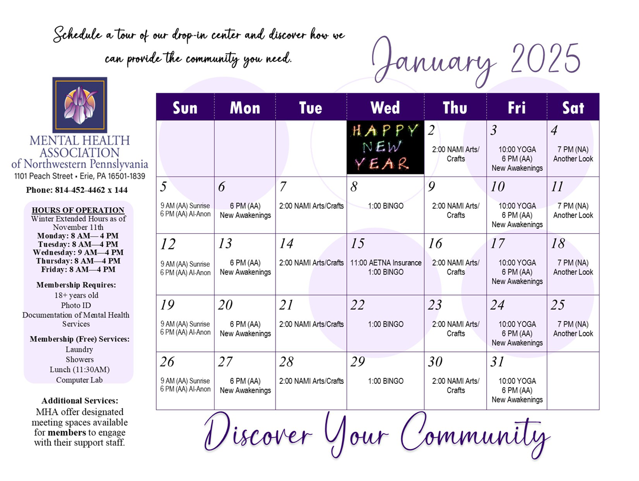 January 2025 Activity Calendar