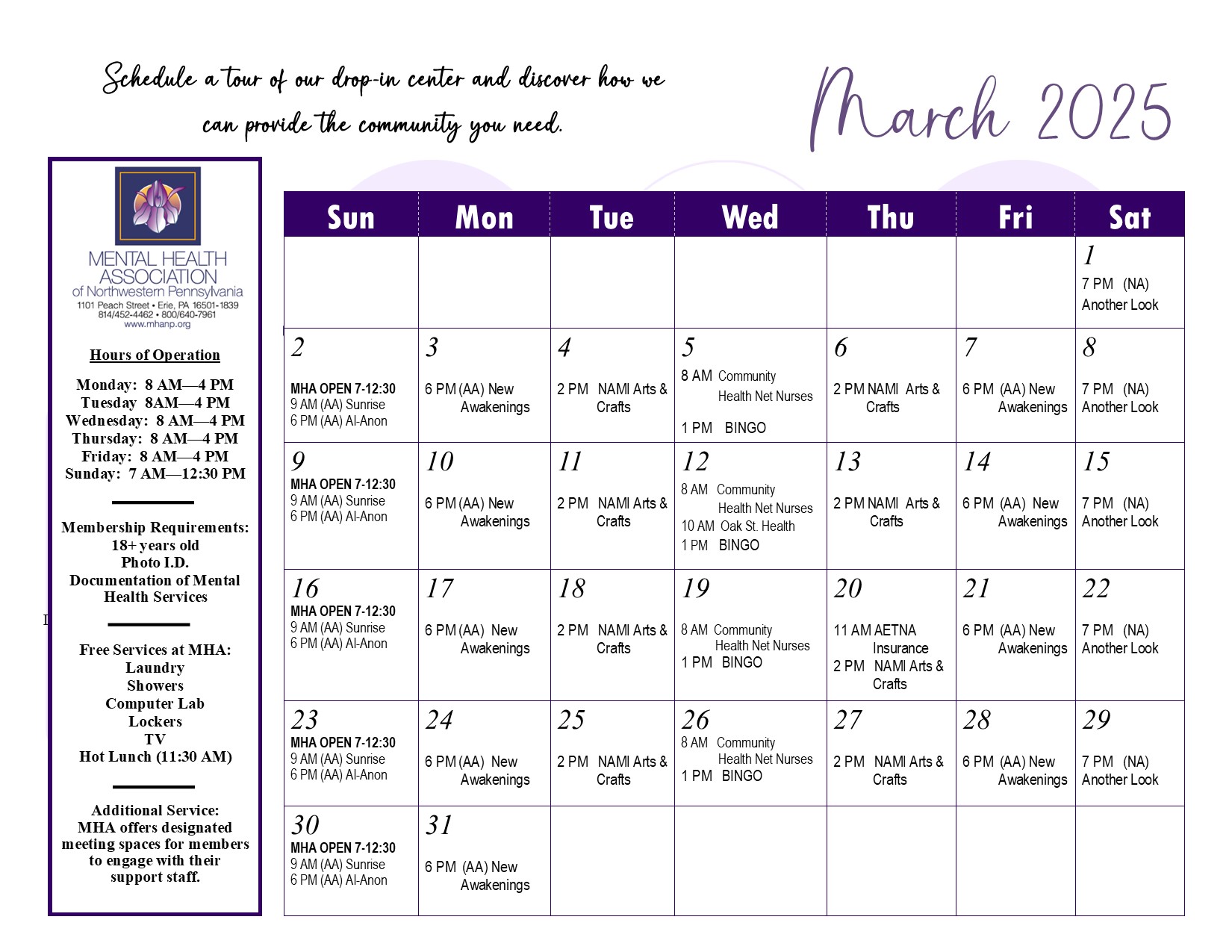 January 2025 Activity Calendar