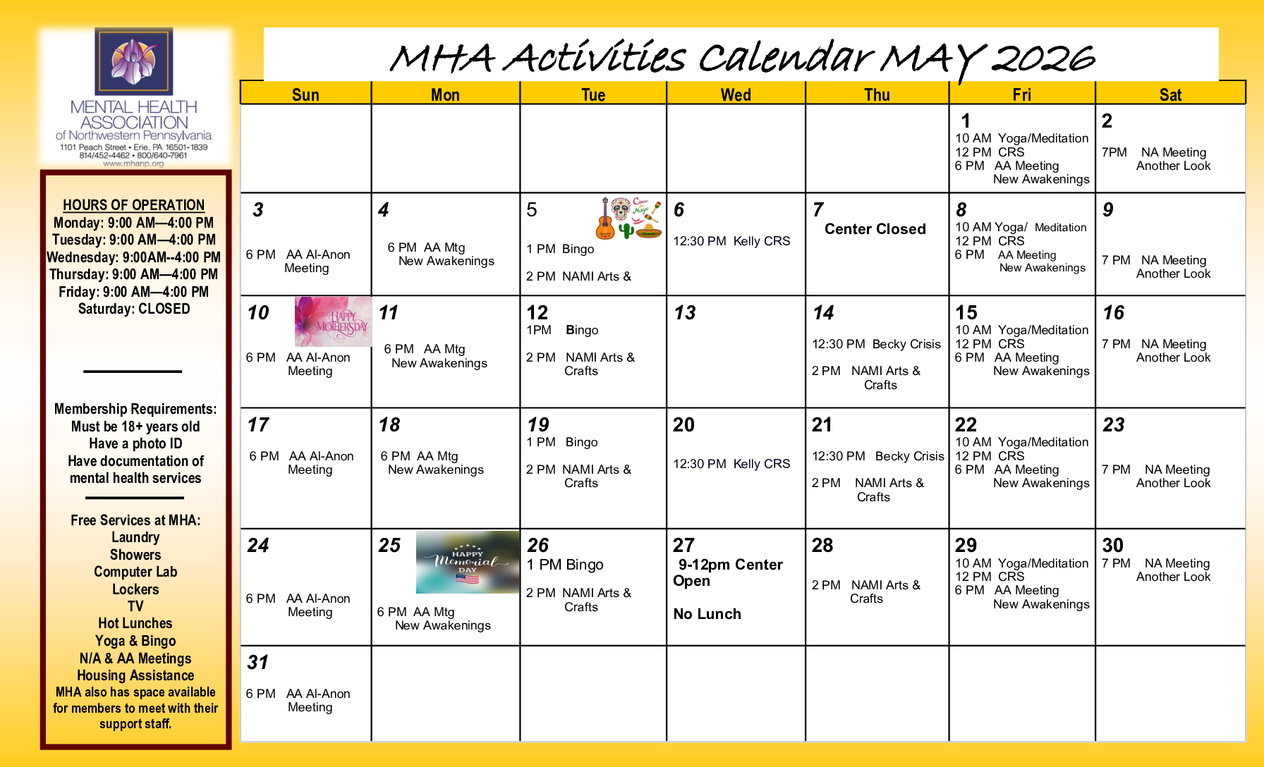 January 2025 Activity Calendar