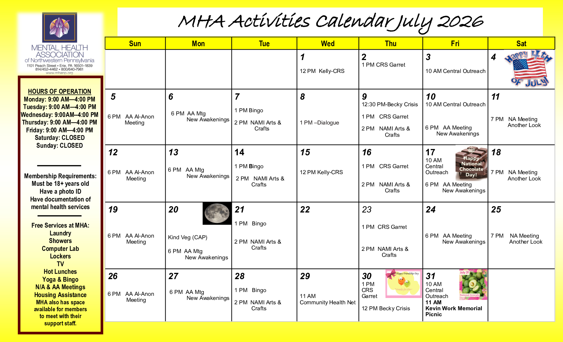 January 2025 Activity Calendar