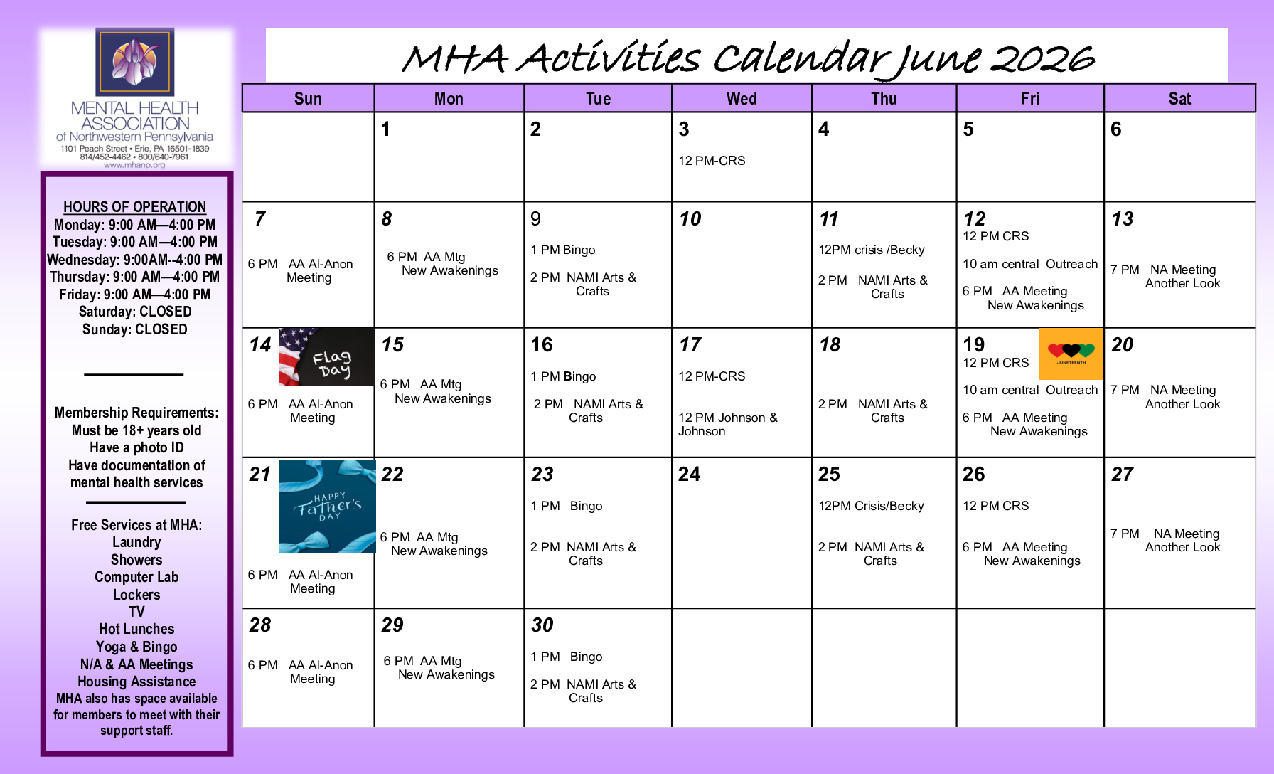 January 2025 Activity Calendar